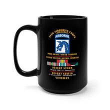 Load image into Gallery viewer, Black Mug 15oz - Combat Veteran - XVIII Airborne Corps (Airborne) - Gulf War - Desert StormDesert Shield
