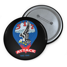 Load image into Gallery viewer, Custom Pin Buttons - 517th Parachute Regimental Combat Team - Attack - 1943 - 1945 X 300
