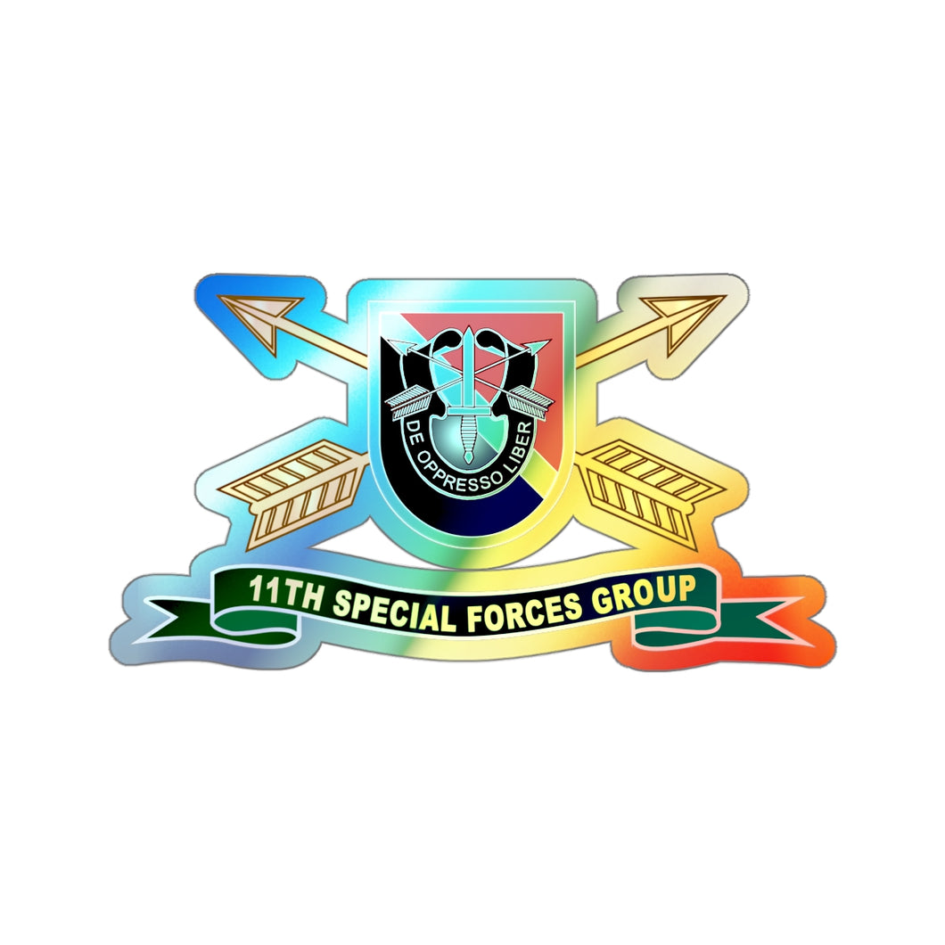 Holographic Die-cut Stickers - 11th Special Forces Group - Flash w Br - Ribbon X 300