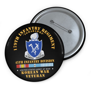 Custom Pin Buttons - 179th Infantry Regiment - Tomahawks - 45th ID w KOREA SVC