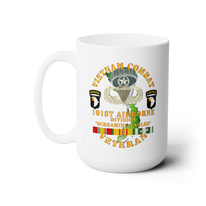 White Ceramic Mug 15oz - Army - Vietnam Combat Veteran w 101st Airborne Div w JM - V1 X 300