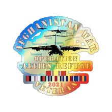 Load image into Gallery viewer, Holographic Die-cut Stickers - Afghanistan War - Operation Allies Refuge - Veteran w AFGHAN SVC
