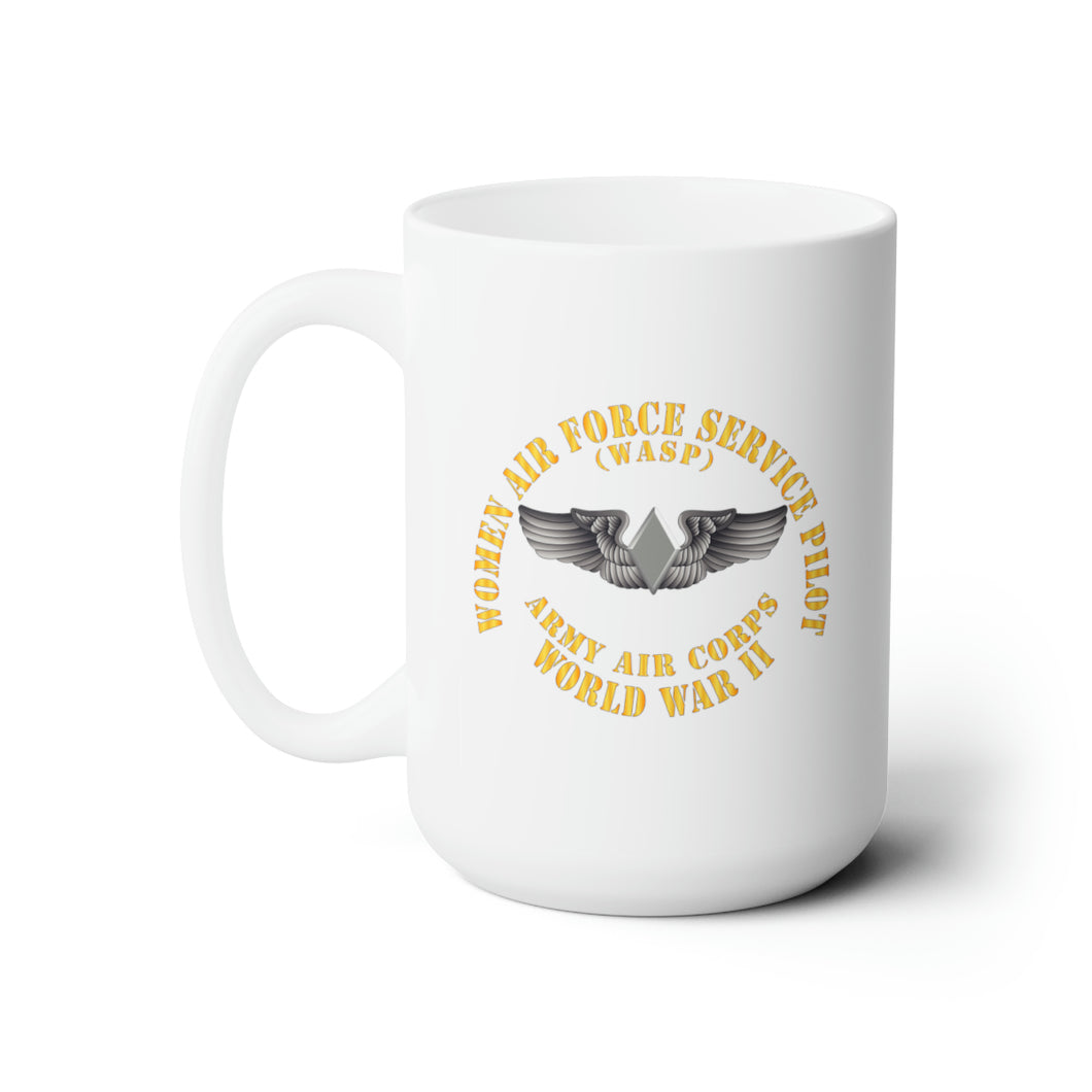 White Ceramic Mug 15oz - AAC - WASP Wing (Women Air Force Service Pilot)