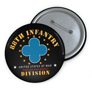 Custom Pin Buttons - 88th Infantry Division - Fighting Blue Devils X 300