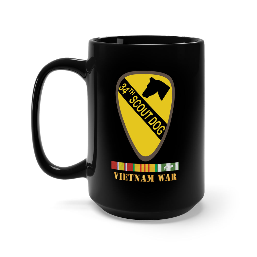 Black Mug 15oz - 34th Scout Dog Platoon w VN SVC wo Txt X 300