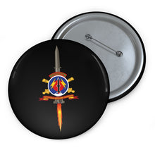 Load image into Gallery viewer, Custom Pin Buttons - 56th Field Artillery Command - SSI w Br - Ribbon w Pershing - Firing
