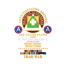 Load image into Gallery viewer, Kiss-Cut Vinyl Decals - 129th Evacuation Hospital - Operation Desert Storm - Shield - 3rd US Army SSI w Gulf SVC Ribbons
