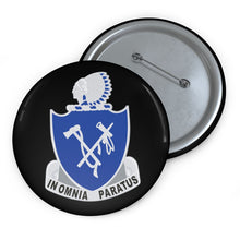 Load image into Gallery viewer, Custom Pin Buttons - DUI - 179th Infantry Regiment with Text - BW X 300 (Copy)
