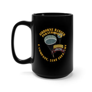 Black Mug 15oz - Airborne Ranger - E Company- 51st Infantry (Ranger) V1