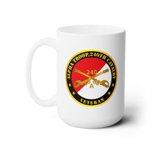 Load image into Gallery viewer, White Ceramic Mug 15oz - Army - Alpha Troop, 240th Cavalry Branch Veteran - Red - White X 300
