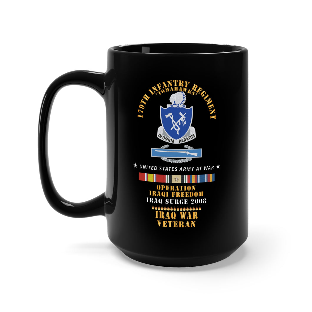 Black Mug 15oz - 179th Infantry Regiment - Tomahawks - Iraq Surge 2008 w CIB -  OIF - IRAQ SVC X 300