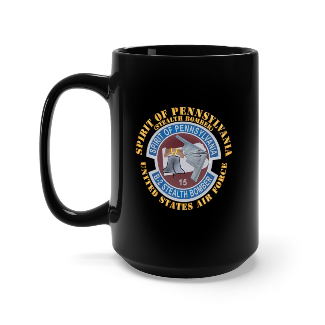 Black Mug 15oz - USAF - B2 - Spirit of Pennsylvania Stealth Bomber X 300