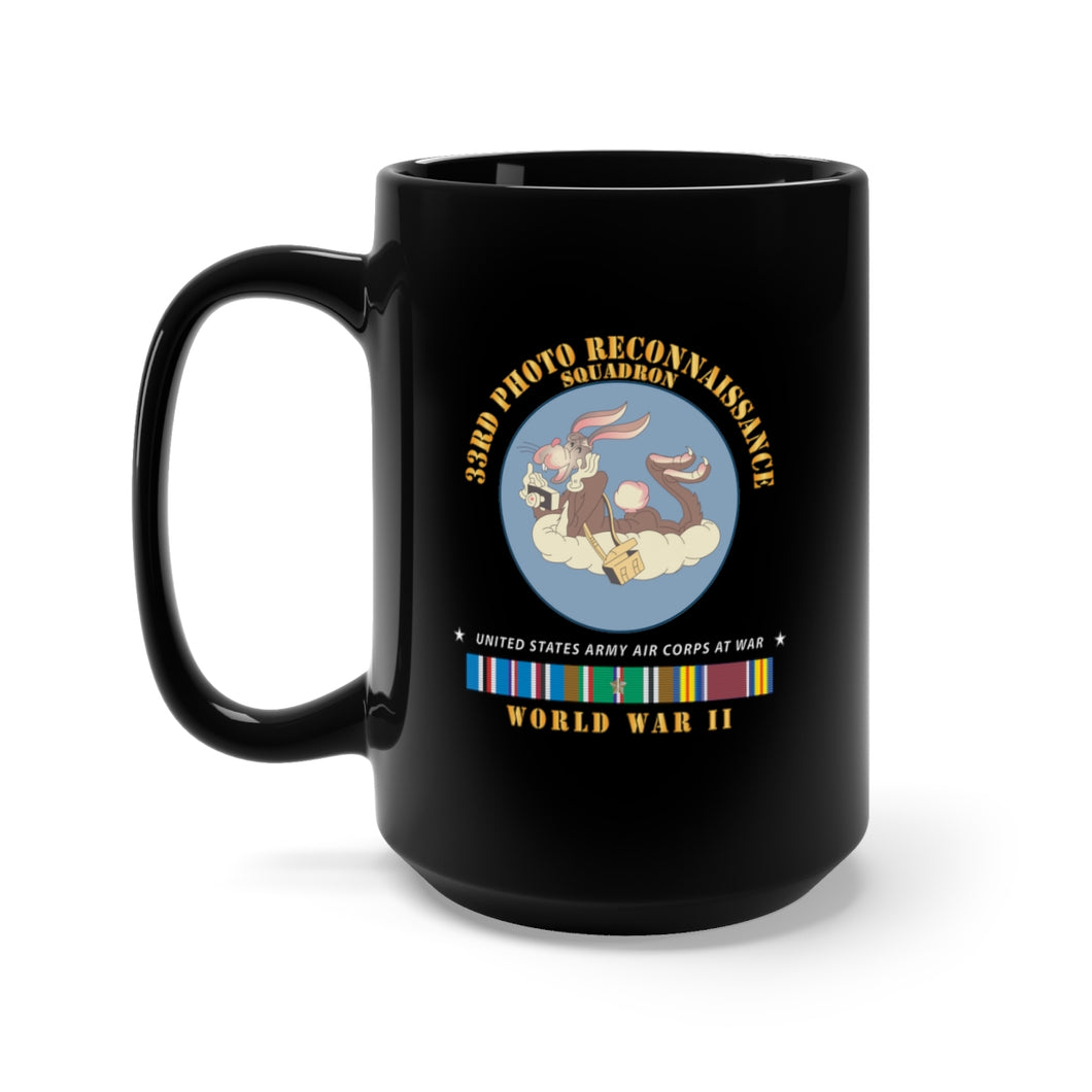 Black Mug 15oz - AAC - 33rd Photo Reconnaissance Squadron - WWII w EU SVC X 300