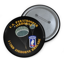 Load image into Gallery viewer, Custom Pin Buttons - US Paratrooper - 173rd Airborne Bde
