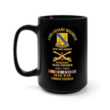 Load image into Gallery viewer, Black Mug 15oz - Army - 14th Cavalry Regiment w Cav Br - 2nd Squadron - OIF - 2007–2009 - Red Txt Cbt Vet w IRAQ SVC X 300
