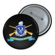 Load image into Gallery viewer, Custom Pin Buttons - 179th Infantry Regiment - w Br - DUI - Ribbon
