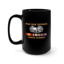 Load image into Gallery viewer, Black Mug 15oz - Army - Iraq War Veteran - Combat Action Badge w CAB IRAQ  SVC
