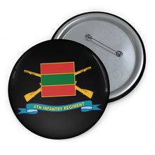 Load image into Gallery viewer, Custom Pin Buttons - 4th Infantry Regiment - DUI w Br - Ribbon X 300
