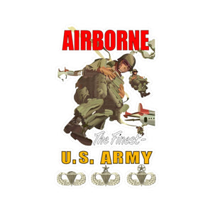 Kiss-Cut Vinyl Decals - Army - Airborne Poster wi Backgrnd w BadgesV1