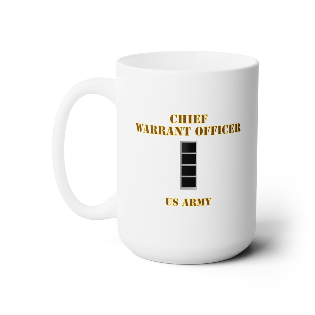 White Ceramic Mug 15oz - Army - Emblem - Warrant Officer 4 - CW4 - US Army - Hat