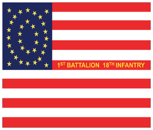 Rectangle Flags - 18th Infantry 35 Star Nat'l 1863 Colors wo Gromments and Sleeve