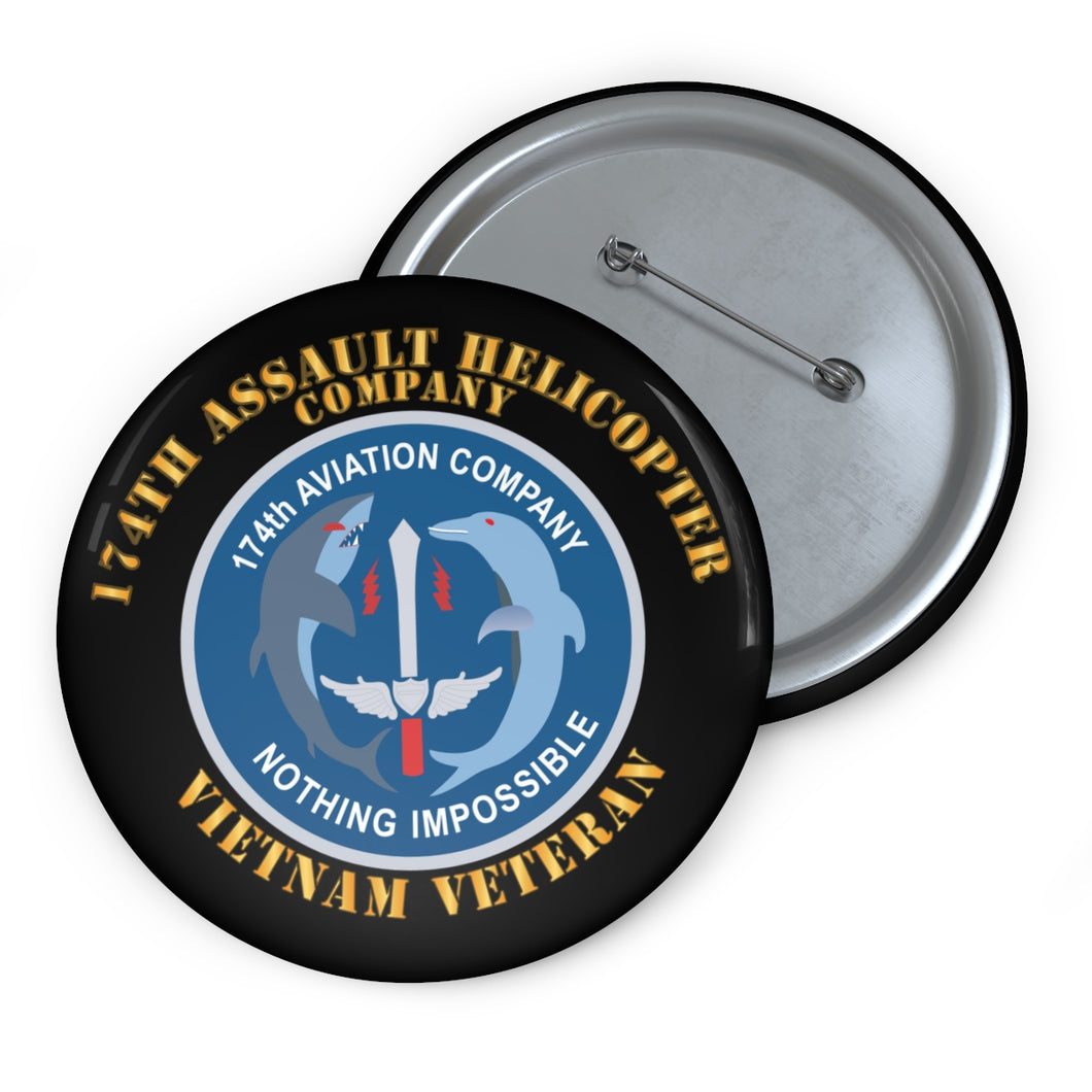 Custom Pin Buttons - 174th AHC - Vietnam Vet