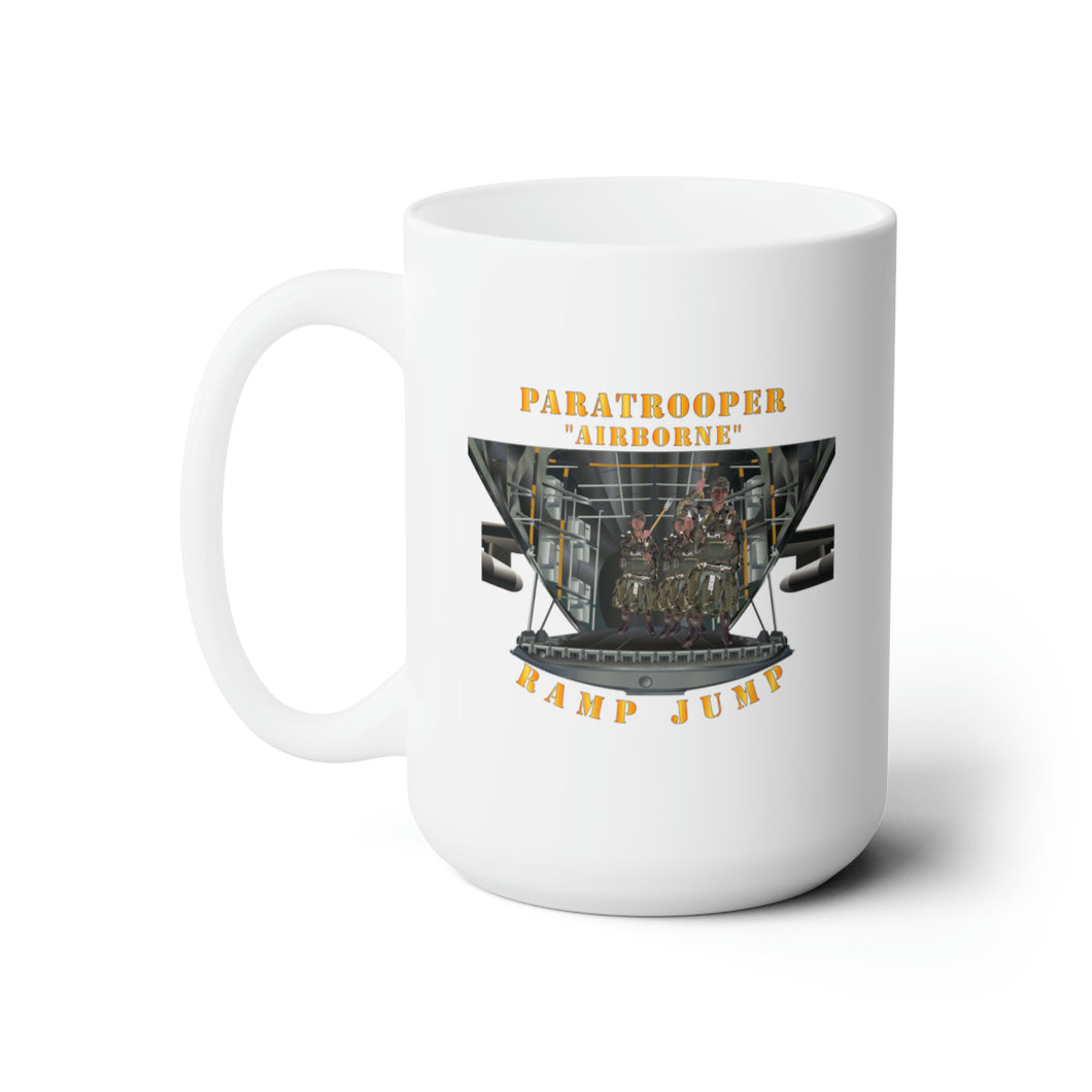 White Ceramic Mug 15oz - Army - Paratrooper - Airborne - Ramp Jump