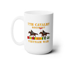 Load image into Gallery viewer, White Mug 15oz - Army - 7th Cavalry Regiment - Vietnam War wt 2 Cav Riders and VN SVC
