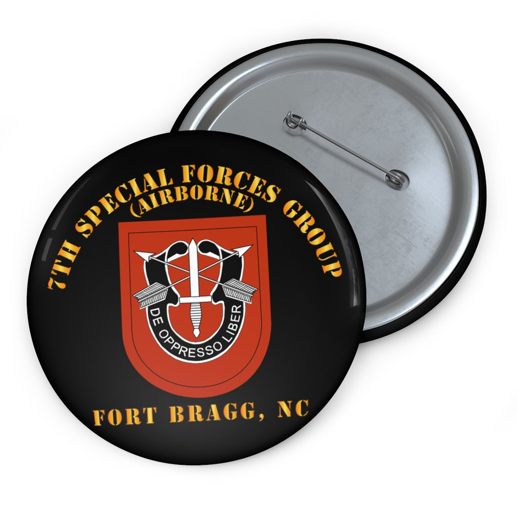 Custom Pin Buttons - 7th Special Forces Group w Flash - FBNC