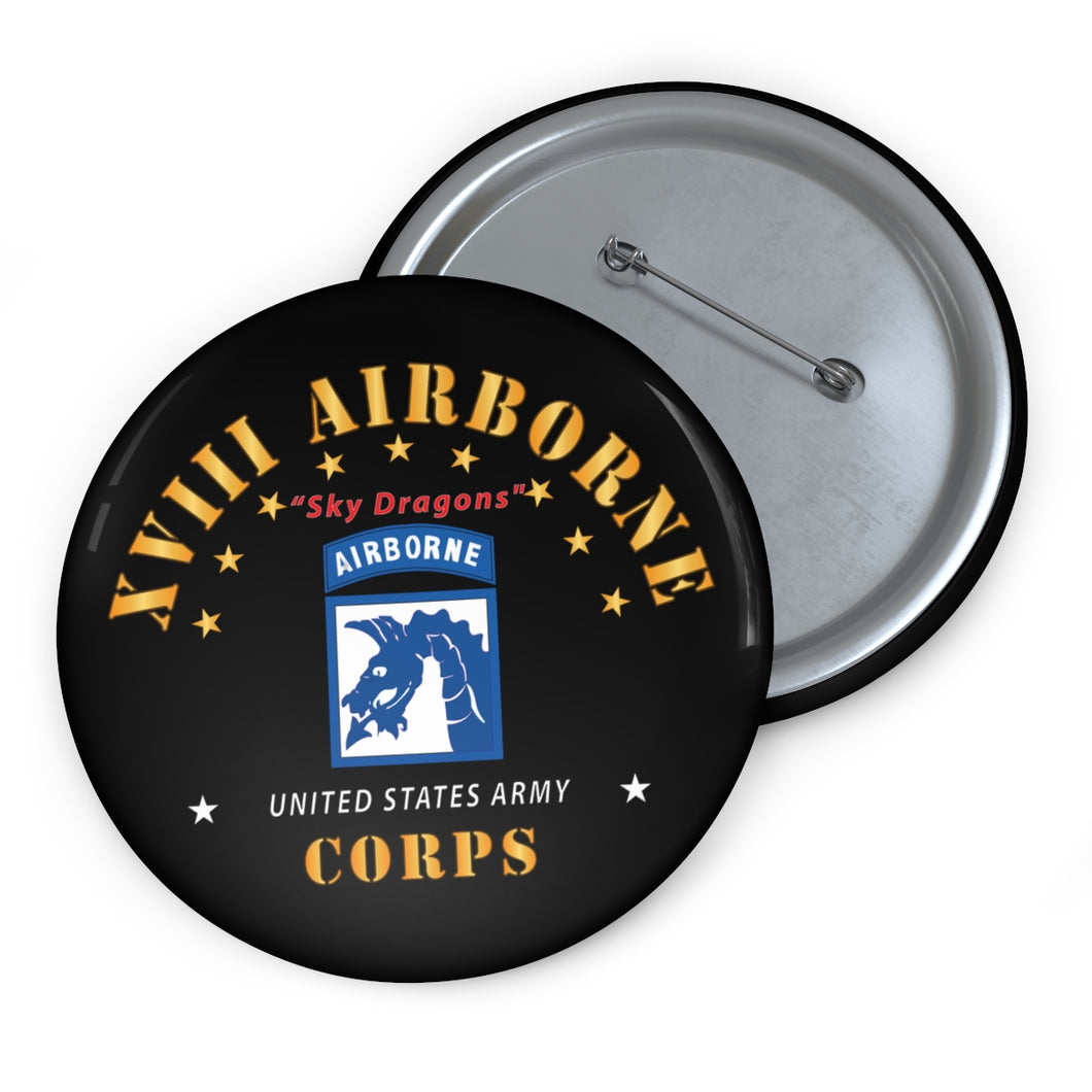 Custom Pin Buttons - XVIII Airborne Corps - Sky Dragons X 300