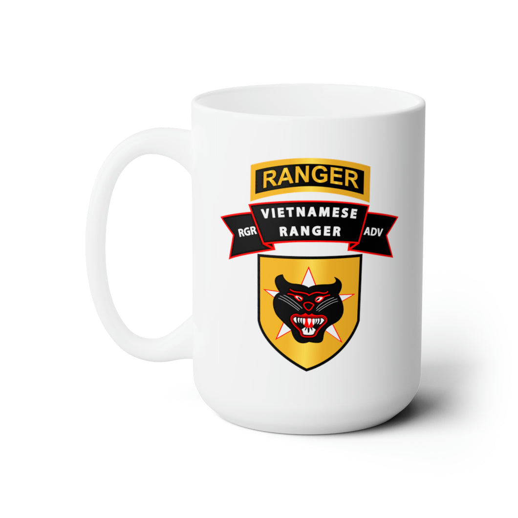 White Ceramic Mug 15oz - SOF - SSI - Vietnamese Ranger Advisor Scroll X 300