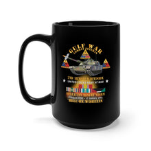 Load image into Gallery viewer, Black Mug 15oz - Desert Storm - 2nd Armored Div - Combat Veteran w GULF SVC - Hell On Wheels X 300
