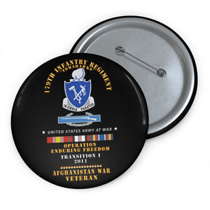 Custom Pin Buttons - 179th Infantry Regiment - Tomahawks - Afghanistan - TRANSITION I - 2011 w CIB - OIF - AFGHAN SVC