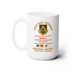 White Ceramic Mug 15oz - Army - Cold War Vet -  Troop A, 240th Cavalry Regiment - Owensboro, Kentucky w COLD SVC