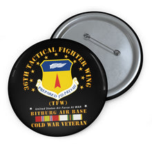 Load image into Gallery viewer, Custom Pin Buttons - USAF - 36th Tactical Fighter Wing - Bitberg AB - Cold War Vet
