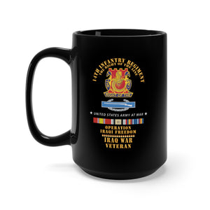 Black Mug 15oz - Army - DUI - 14th Infantry Regiment The right of the line w CIB -  OIF - IRAQ SVC X 300