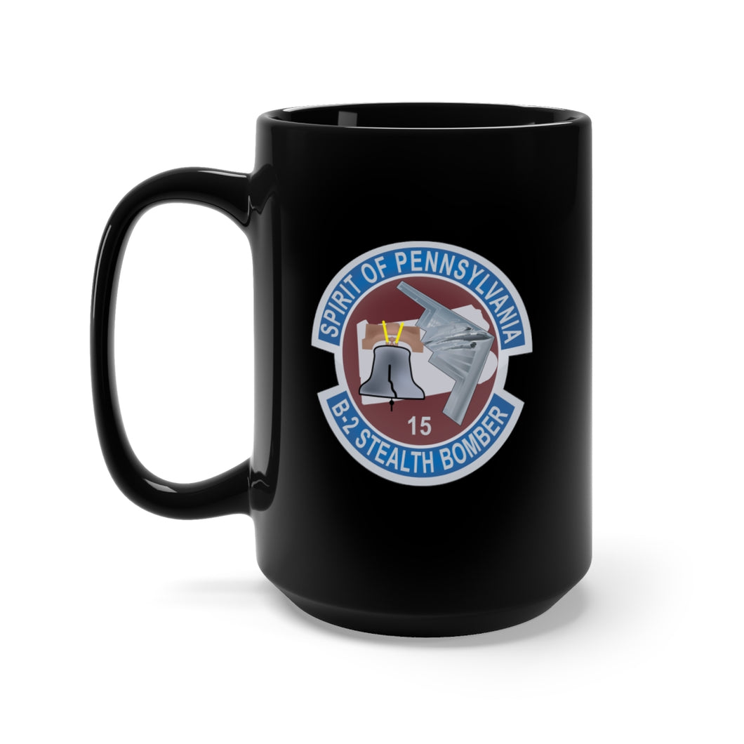 Black Mug 15oz - USAF - B-2 Stealth Bomber Spirit of Pennsylvania wo Txt X 300