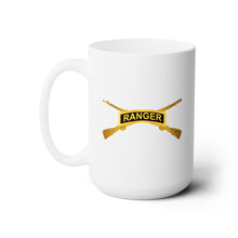 Load image into Gallery viewer, White Ceramic Mug 15oz - Army - Ranger Tab w  Infantry Branch wo Txt
