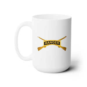 White Ceramic Mug 15oz - Army - Ranger Tab w  Infantry Branch wo Txt