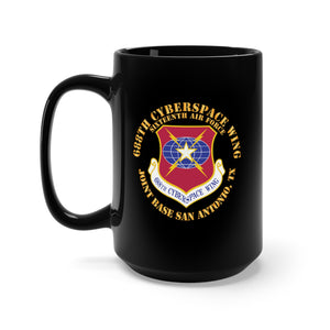 Black Mug 15oz - USAF - 688th Cyberspace Wing - SSI - Joint Base San Antonio, Texas - 16th AF X 300