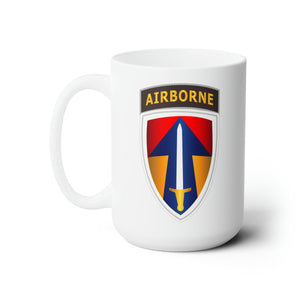 White Ceramic Mug 15oz - Army - II Field Force w Airborne Tab LRRP