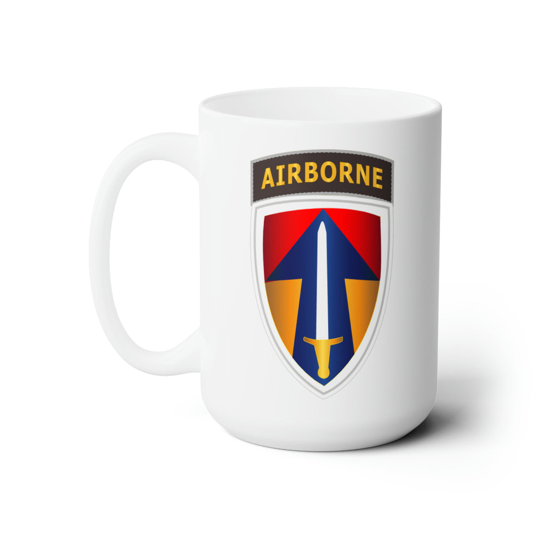 White Ceramic Mug 15oz - Army - II Field Force w Airborne Tab LRRP