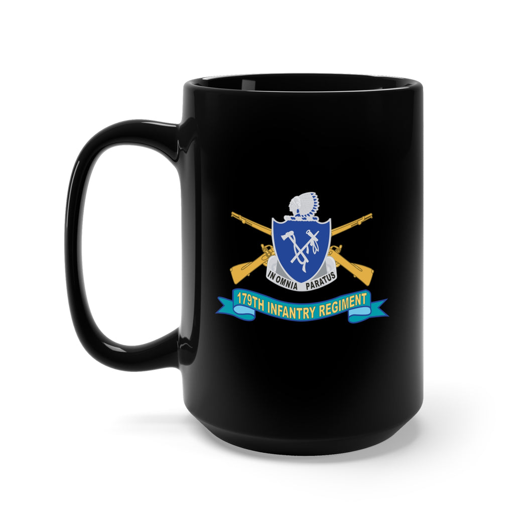 Black Mug 15oz - 179th Infantry Regiment - w Br - DUI - Ribbon X 300