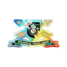 Load image into Gallery viewer, Holographic Die-cut Stickers - 5th Special Forces Group - Vietnam - Flash w Br - Ribbon X 300
