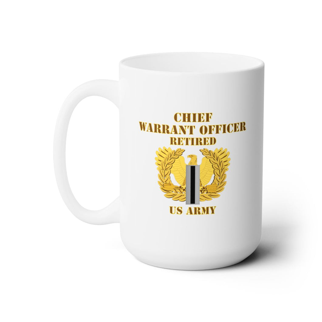 White Ceramic Mug 15oz - Army - Emblem - Warrant Officer 5 - CW5 w Eagle - US Army - Retired - Flat  X 300 - Hat