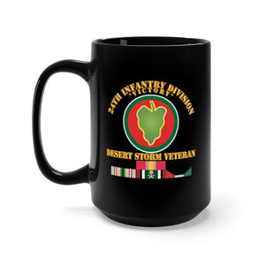 Black Mug 15oz - 24th Infantry Division - Desert Storm Veteran X 300