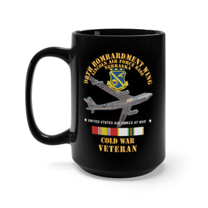 Black Mug 15oz - USAF - 98th Bombardment Wing - Lincoln Air Force Base, Nebraska - Cold War Vet w B-47 COLD SVC X 300