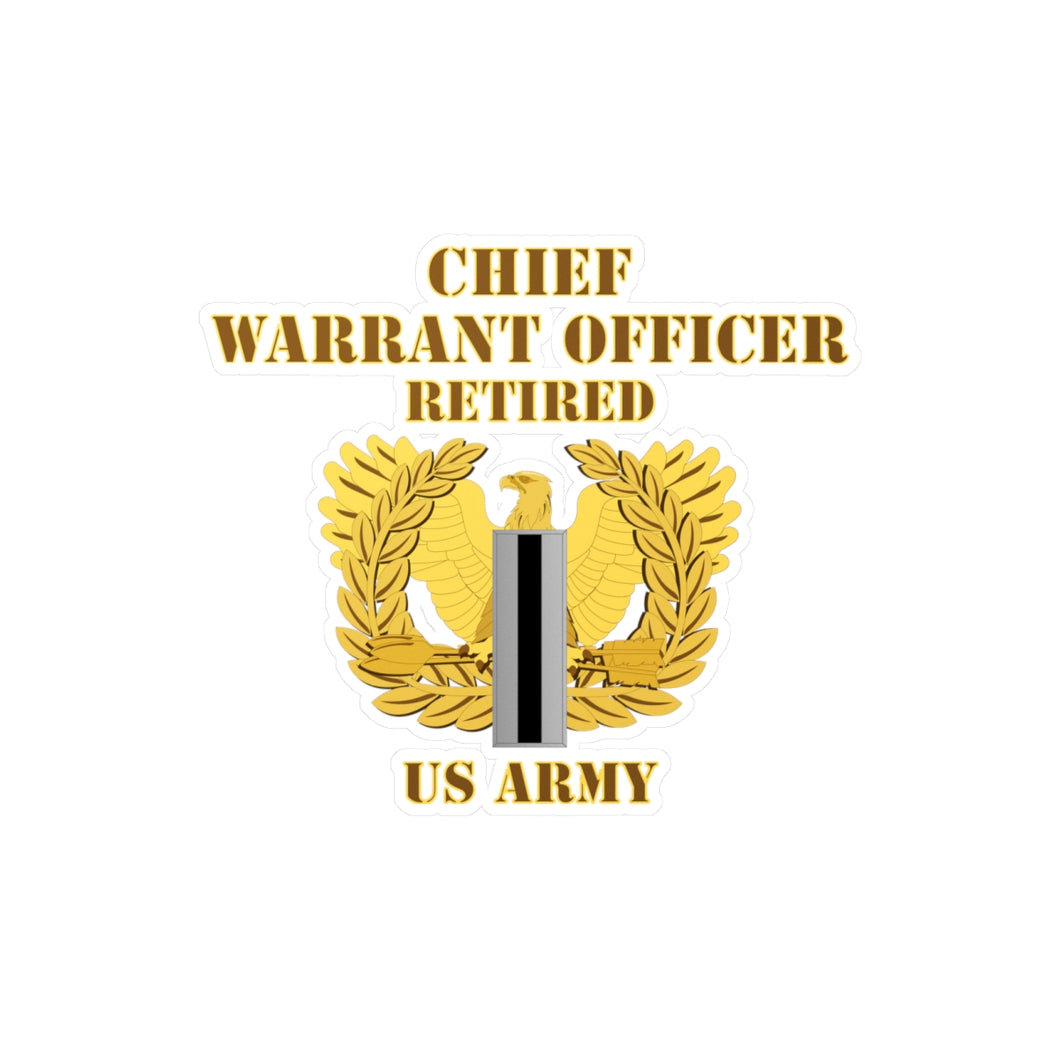 Kiss-Cut Vinyl Decals - Army - Emblem - Warrant Officer 5 - CW5 w Eagle - US Army - Retired - Flat  X 300 - Hat