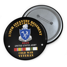 Load image into Gallery viewer, Custom Pin Buttons - 179th Infantry Regiment - NGUS w COLD WAR SVC
