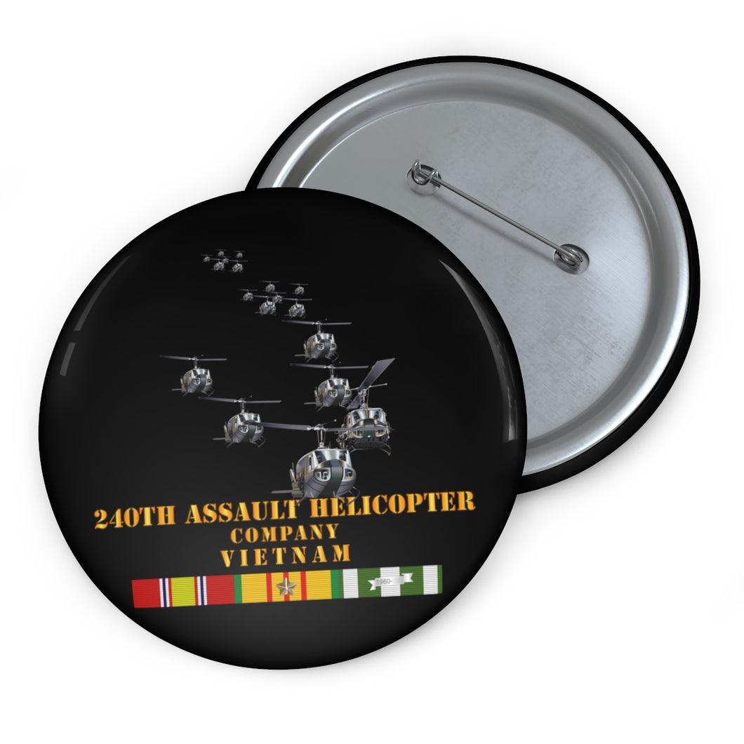 Custom Pin Buttons - 240th Assault Helicopter Co w VN SVC V1